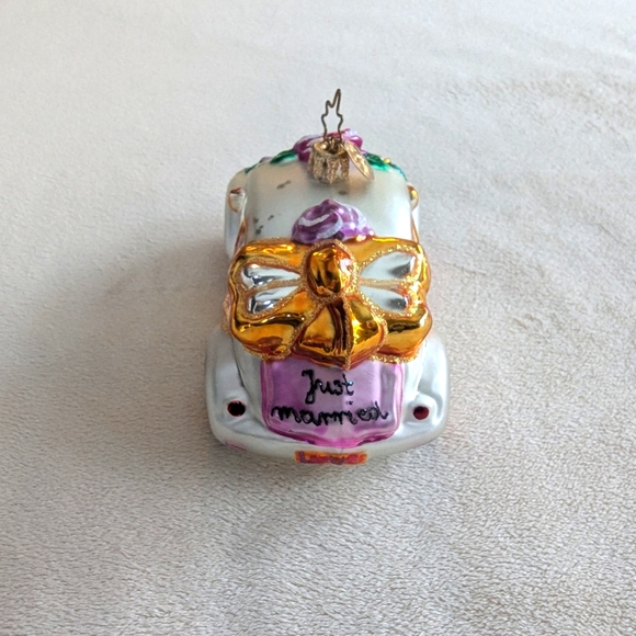 Vintage Christopher Radko Bridal Bug Just Married VW Beetle Ornament - Picture 2 of 2